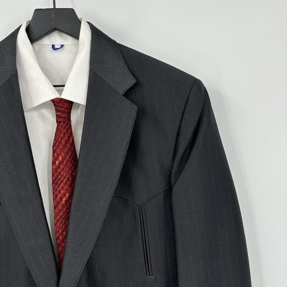 vintage 80s PAGANO WEST jacket blazer sport coat western cowboy arrow black 46R - Picture 3 of 9